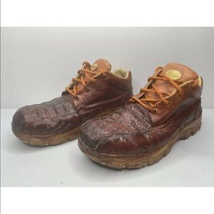 Corleoni Med Hiker Shoes Ostrich Caimen Congnac size 26 1/2 exotic leather 1108.